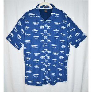 Quiksilver Waterman Fishing Regular Fit  Vented Short Sleeve Button Up Shirt XL